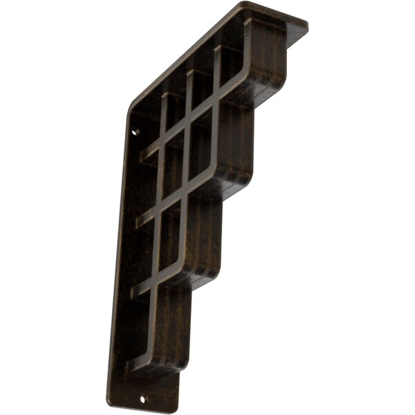 Ekena Millwork Diane Wrought Iron Bracket, (Triple center brace), Antiqued Brass 2"W x 5 1/2"D x 8"H BKTM02X05X08TDIABS - main